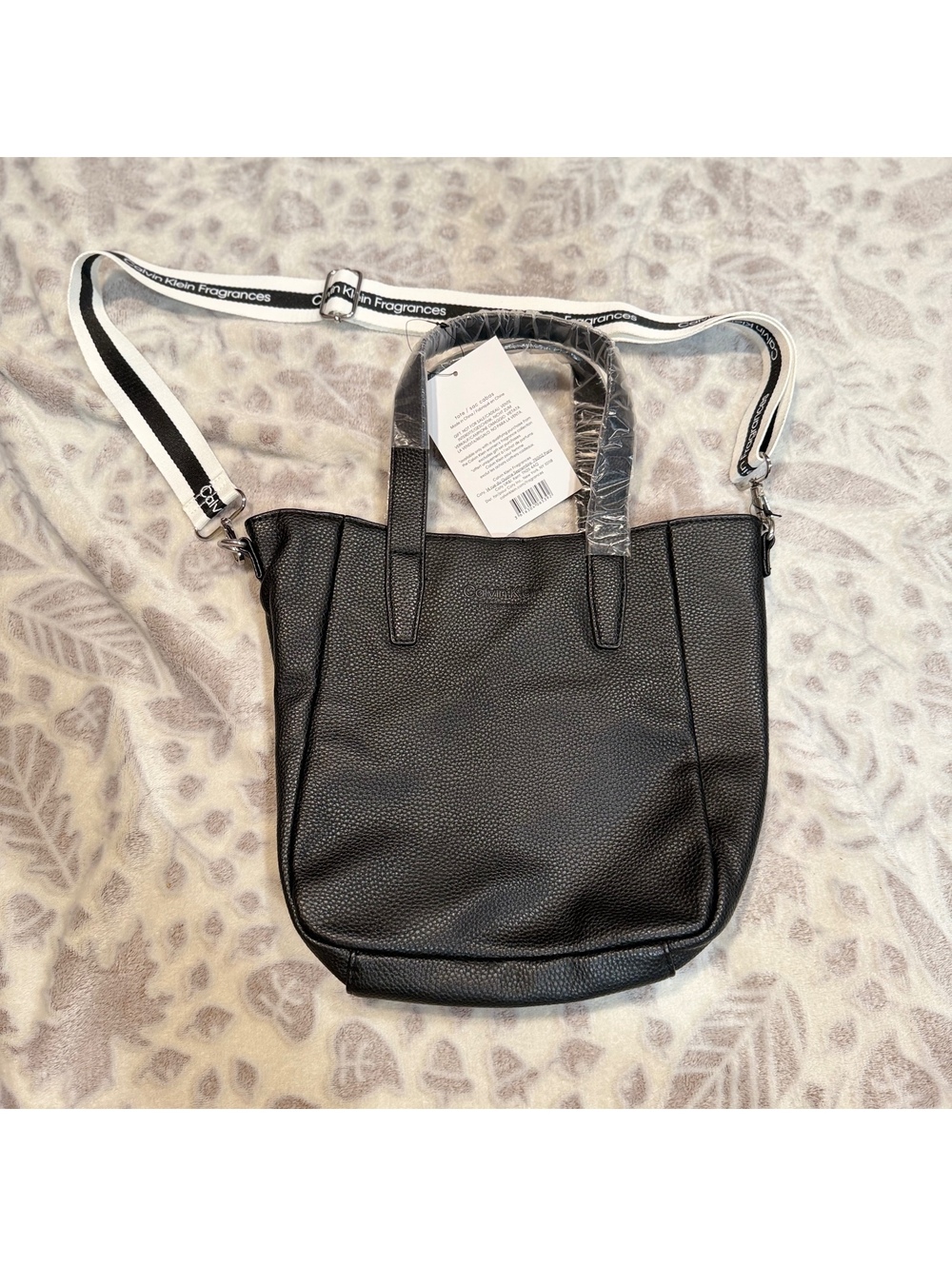 Calvin Klein Black Pebbled Tote Crossbody Bag NWT Minimalist Quiet Luxury